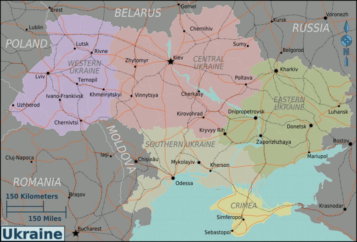 Mappa delle aree dell'Ucraina